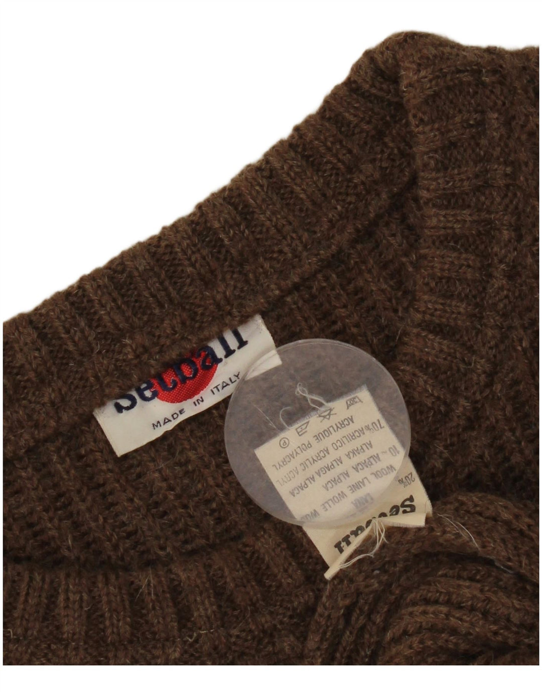 Setball Herren-Pullover mit Rundhalsausschnitt, IT 50, mittelbraun, Farbblock