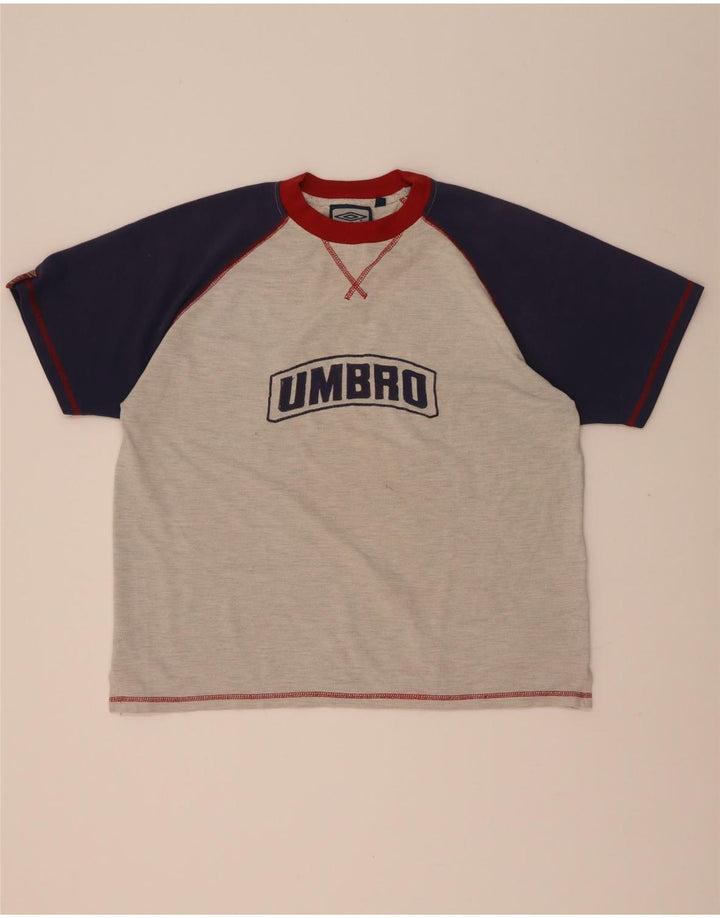 Umbro Herren-Grafik-T-Shirt-Oberteil, großes graues Farbblock-Polyester