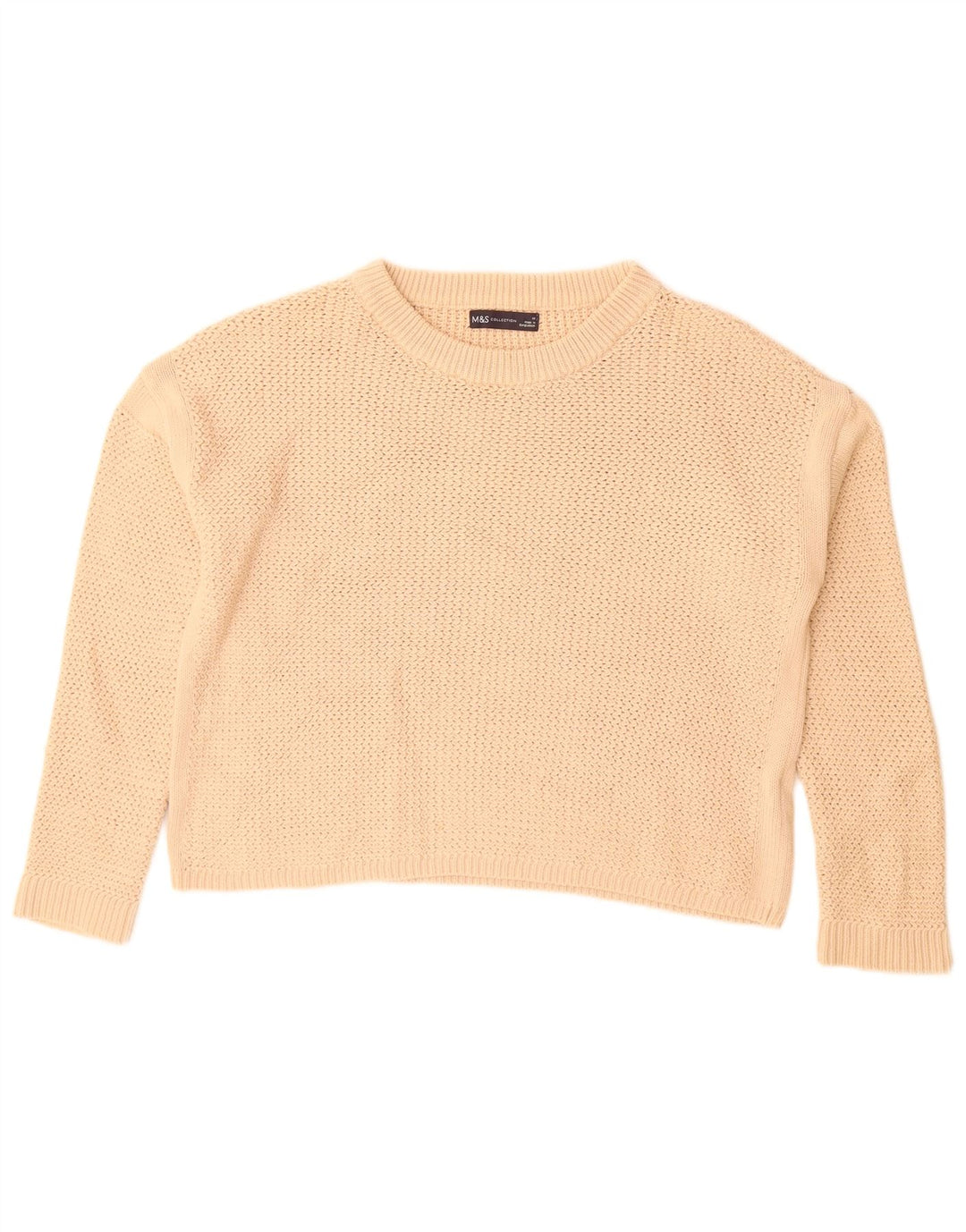 Marks & Spencer Damen-Pullover mit Rundhalsausschnitt, Gr. 14, Mittelbeige