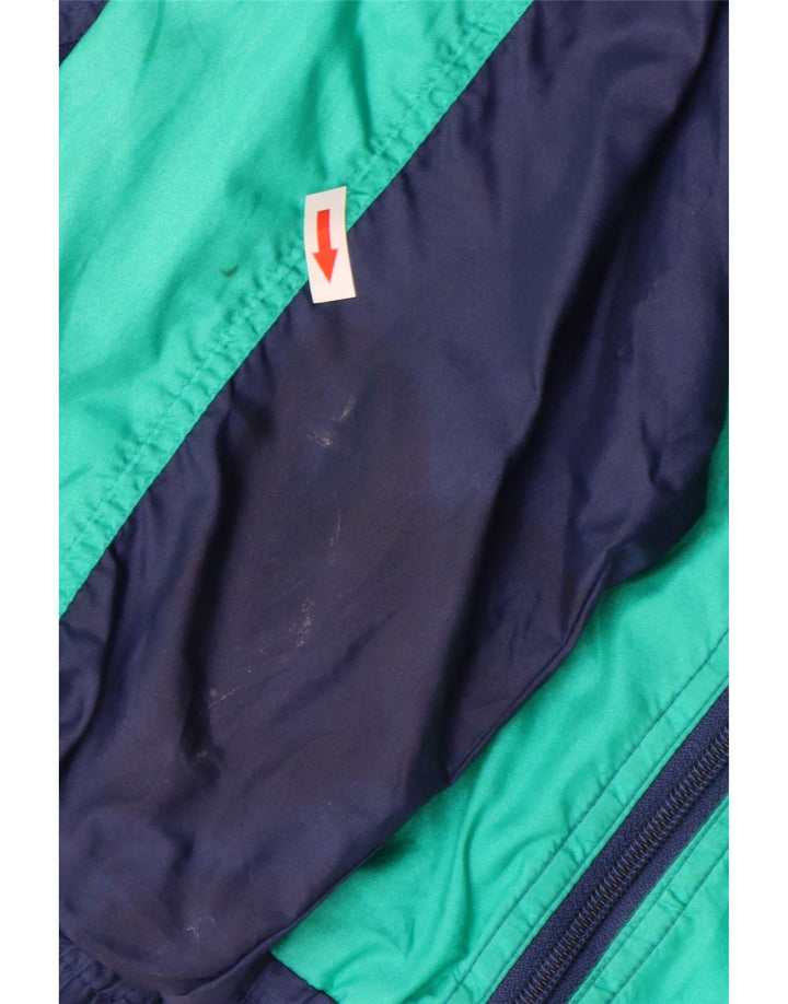 Vintage Herren-Trainingsanzug-Oberteil, große marineblaue Farbblock-Polyamidjacke