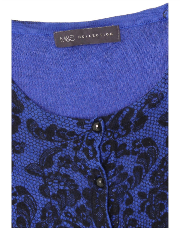 Marks & Spencer Damen-Cardigan-Pullover UK 12 Mittelblaues Blumenmuster