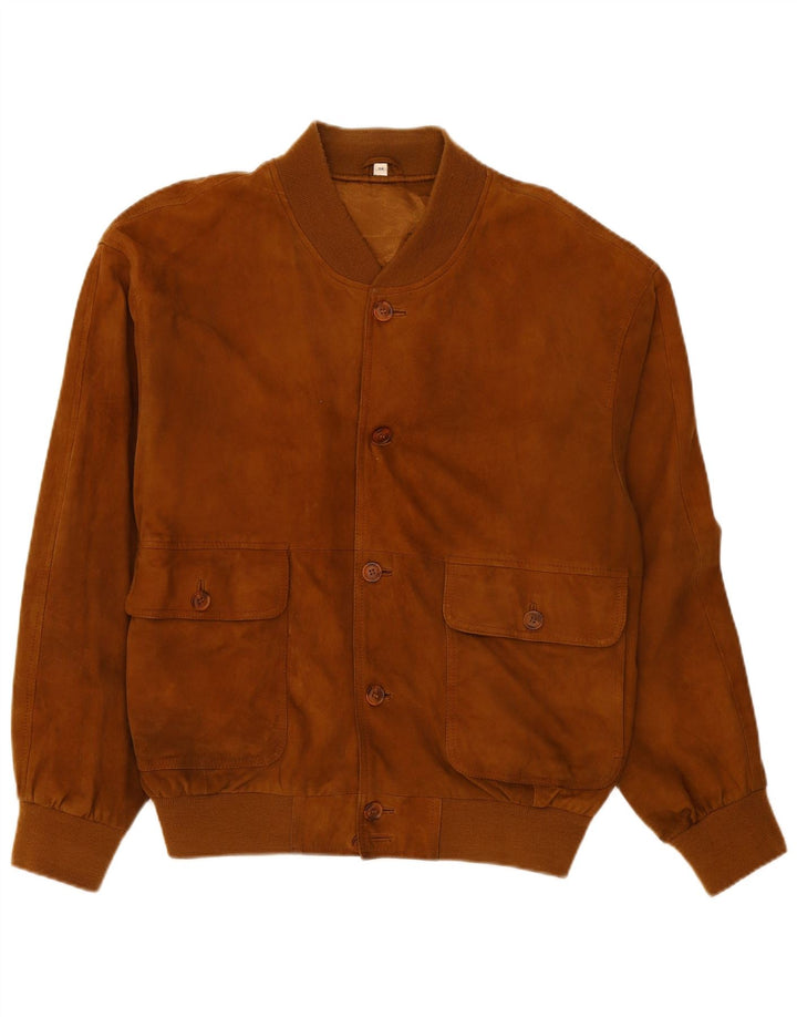 Vintage Herren Wildleder Bomberjacke IT 56 3XL Braunes Leder