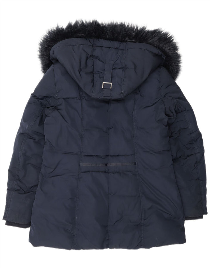 Monsoon Damen Übergroße, gepolsterte Jacke mit Kapuze, UK 14, Mittelmarineblau