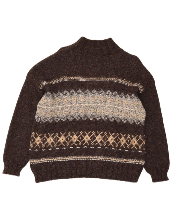 Sisley Damen-Pullover mit Rollkragen, UK 14, Mittelbraun, Fair Isle