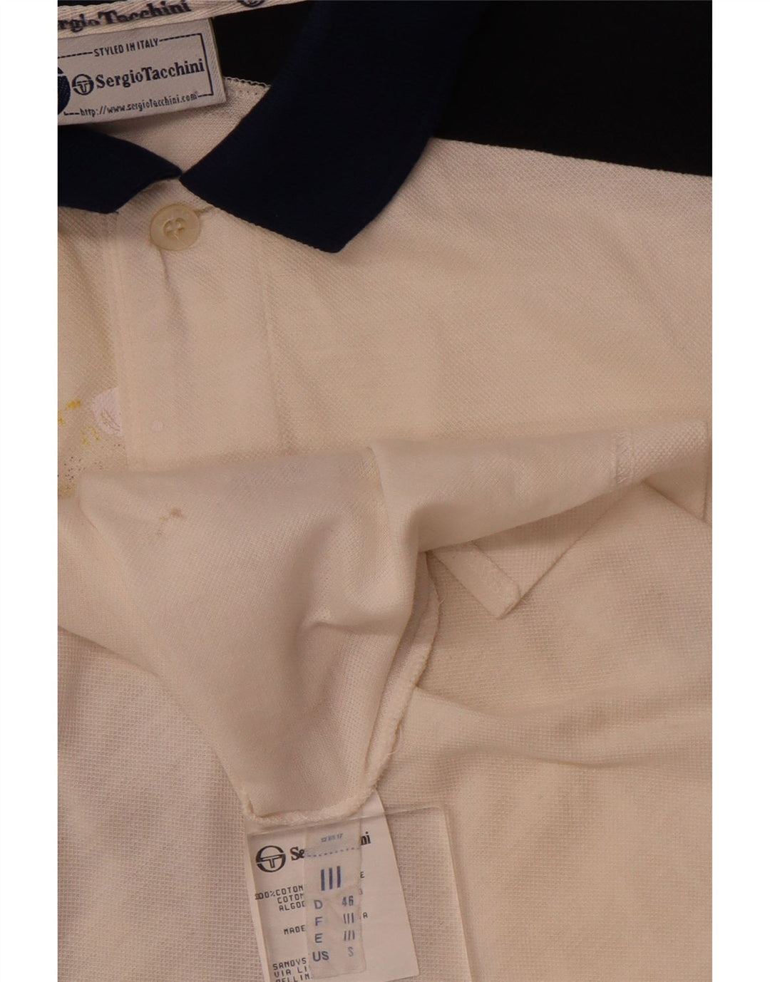 SERGIO TACCHINI Herren-Poloshirt mit Grafik, Größe S, Weiß, Colourblock-Baumwolle