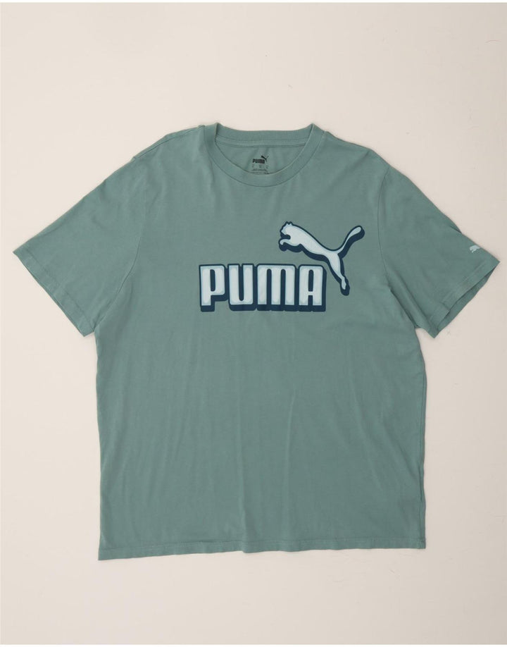 PUMA Mens Graphic T-Shirt Top XL Blue Cotton Vintage Puma and Second-Hand Puma from Messina Hembry 