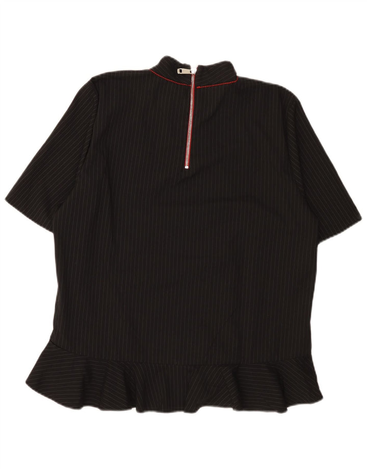 Zara Damen-Blusenoberteil UK 14 Mittelschwarzes Colourblock-Polyester