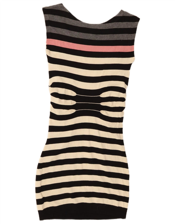 Ärmelloses, figurbetontes Damenkleid von Ted Baker, Größe 2, klein, schwarz gestreift