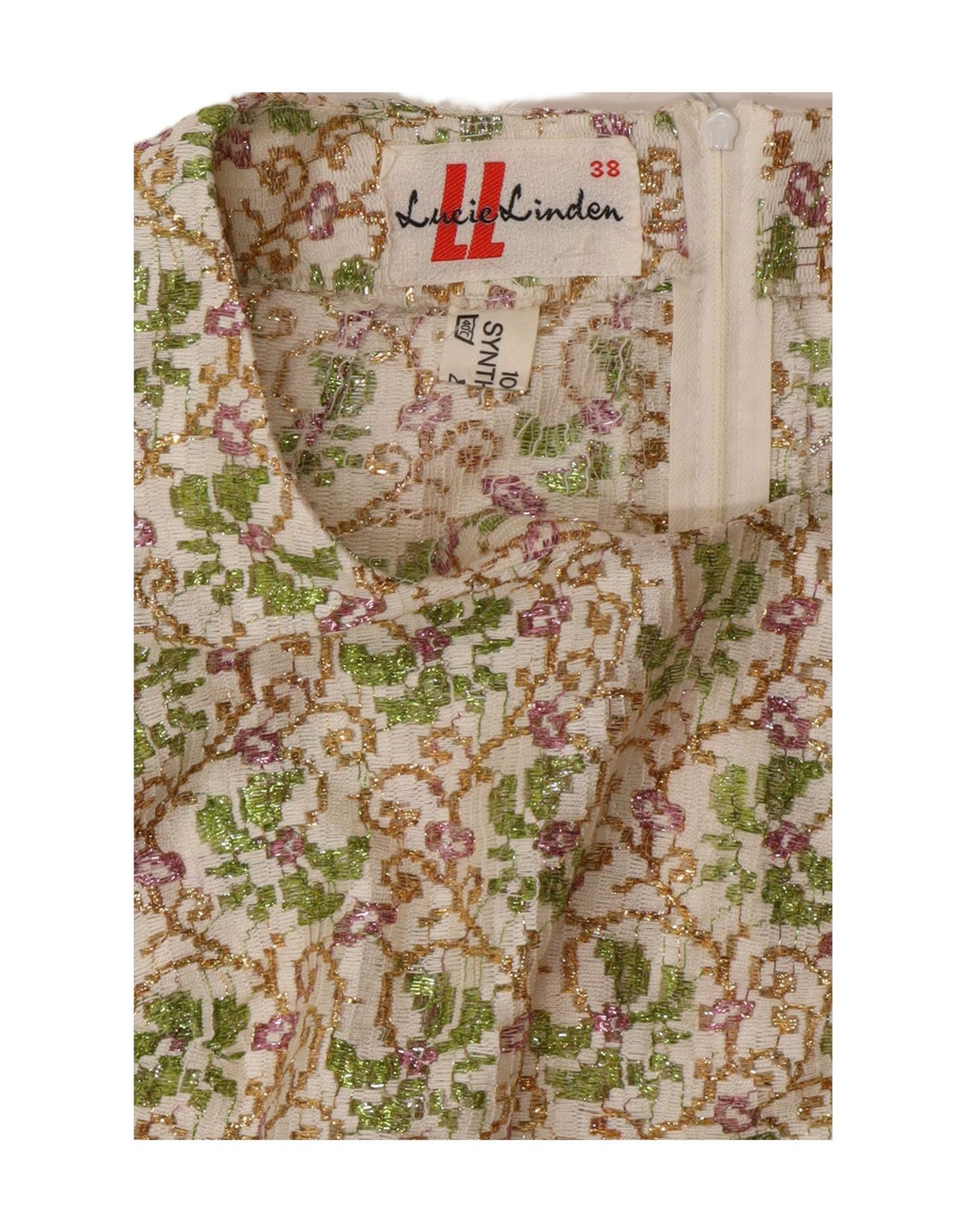 Lucie Linden Maxi-Etuikleid für Damen, EU 38, Mittel, mehrfarbig, Blumenmuster, 80er-Jahre