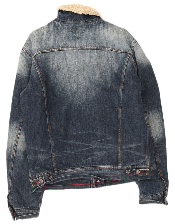 Meltin' Pot Herren Sherpa Denim Jacke UK 42 XL Blau Baumwolle