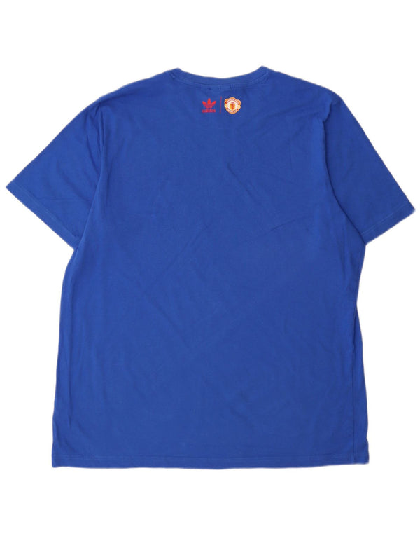 Adidas Herren Manchester United Graphic T-Shirt Top XL Blau Baumwolle