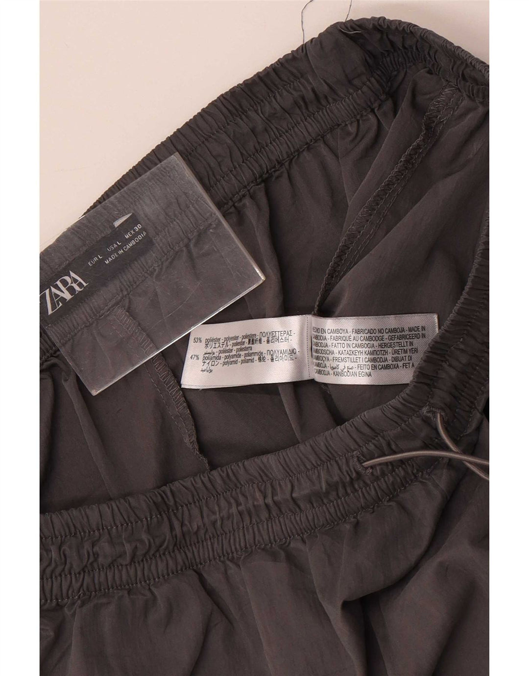 Zara Damen Cargo-Trainingshose, Jogginghose, Größe 44, Größe L, grau, Polyester