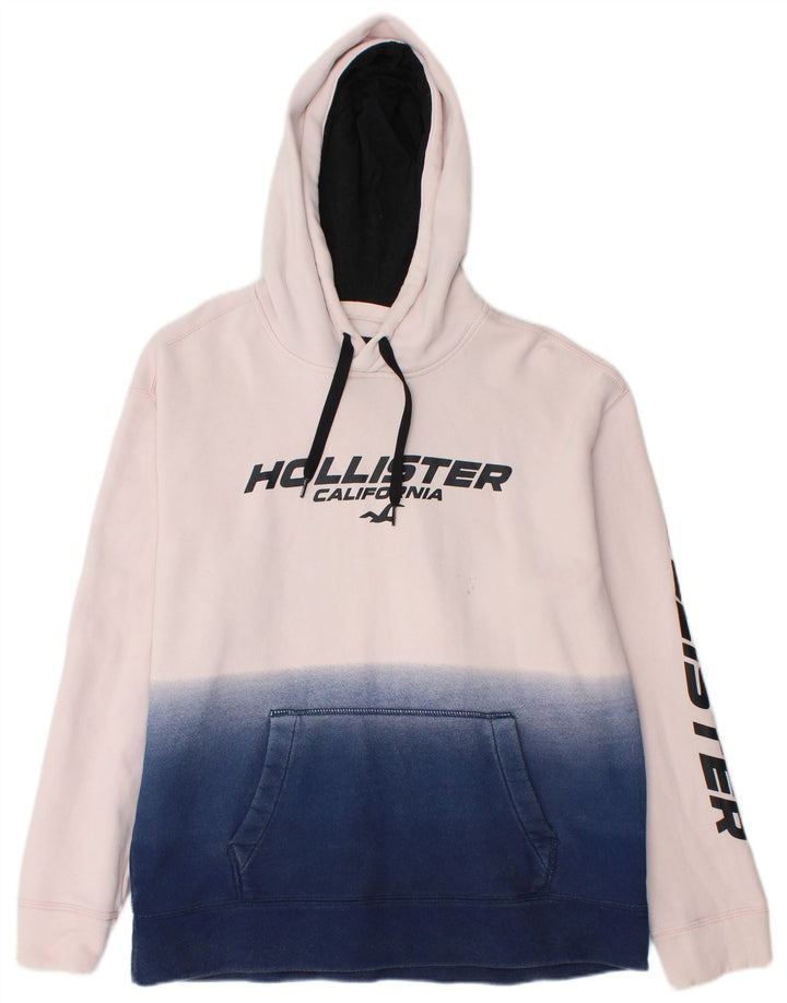 HOLLISTER Herren-Kapuzenpullover mit Grafik, groß, weiße Farbblock-Baumwolle