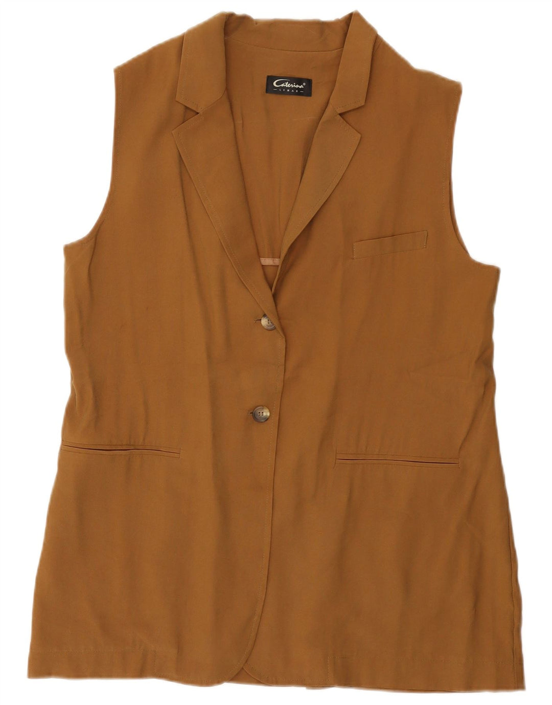 Caterina Damen ärmellose Blazerjacke mit 2 Knöpfen IT 44 Mittelbeige