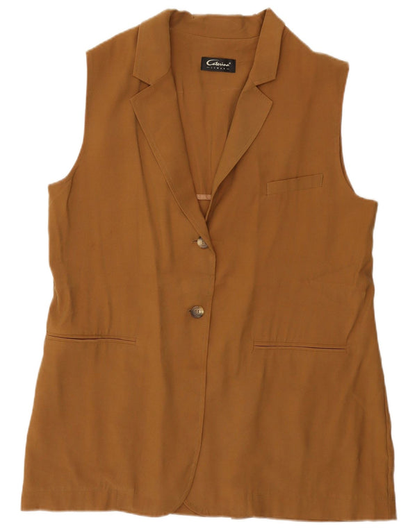 Caterina Damen ärmellose Blazerjacke mit 2 Knöpfen IT 44 Mittelbeige