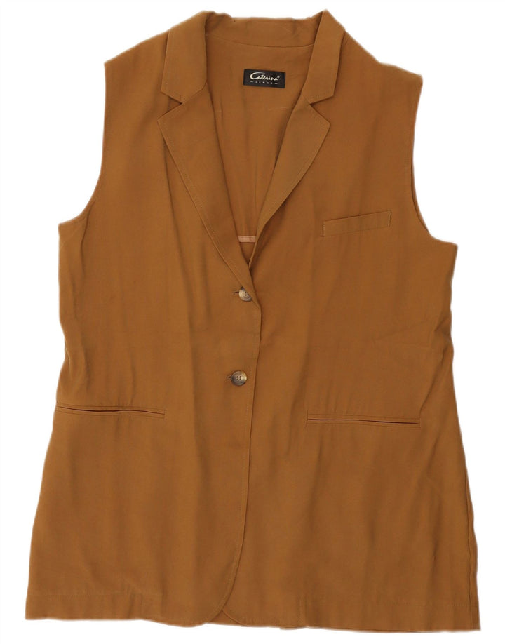 Caterina Damen ärmellose Blazerjacke mit 2 Knöpfen IT 44 Mittelbeige
