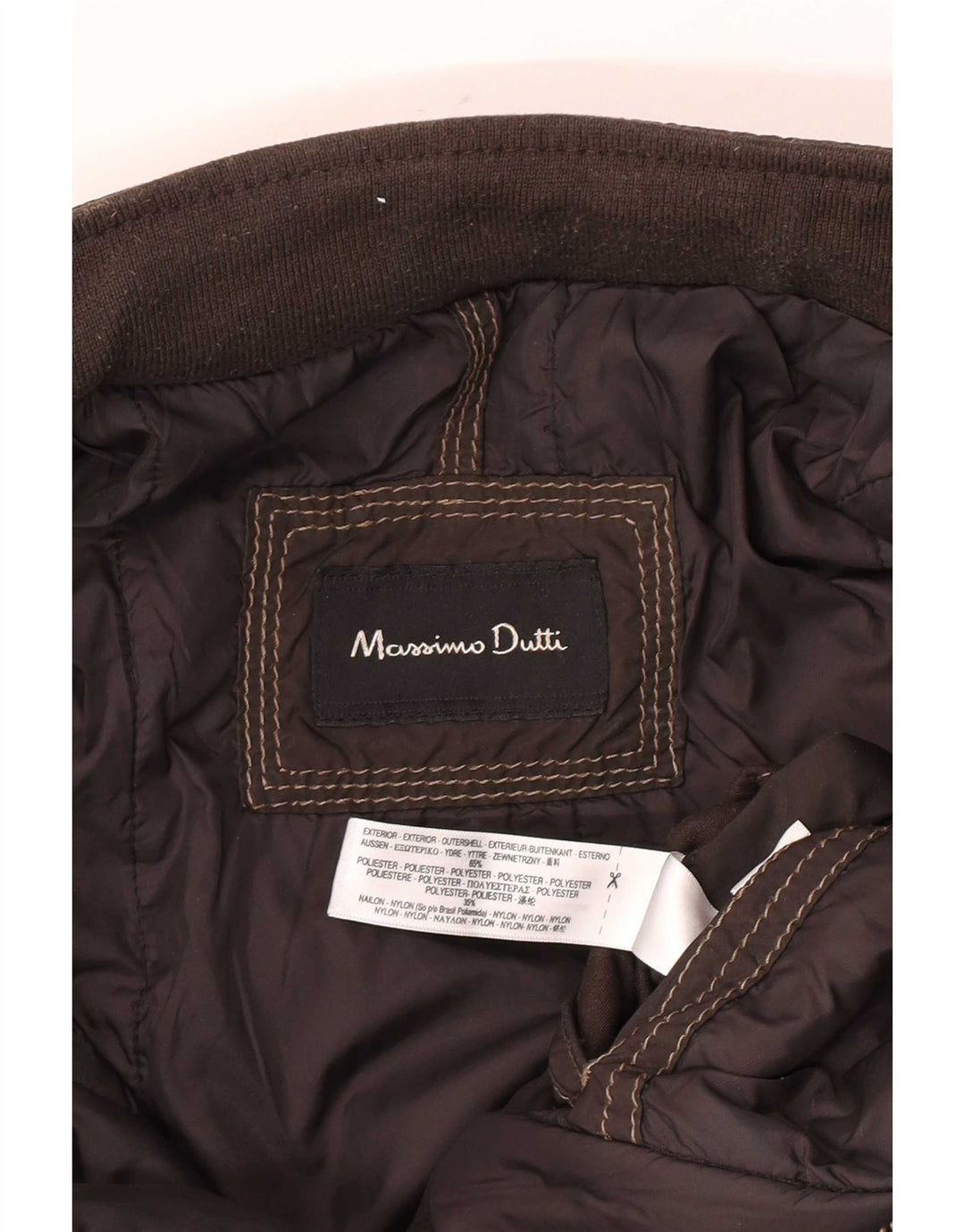Massimo Dutti Herren Wattierte Jacke Groß Braun Polyester