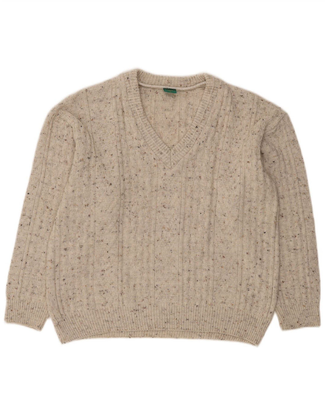 Canda Herren-Pullover mit V-Ausschnitt, Mittelgrau geflecktes Acryl