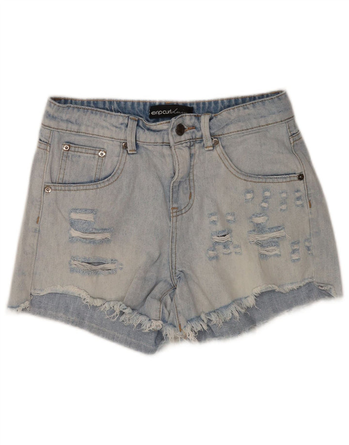 Rip Curl Damen Distressed Denim Shorts W24 XS Blaue Baumwolle