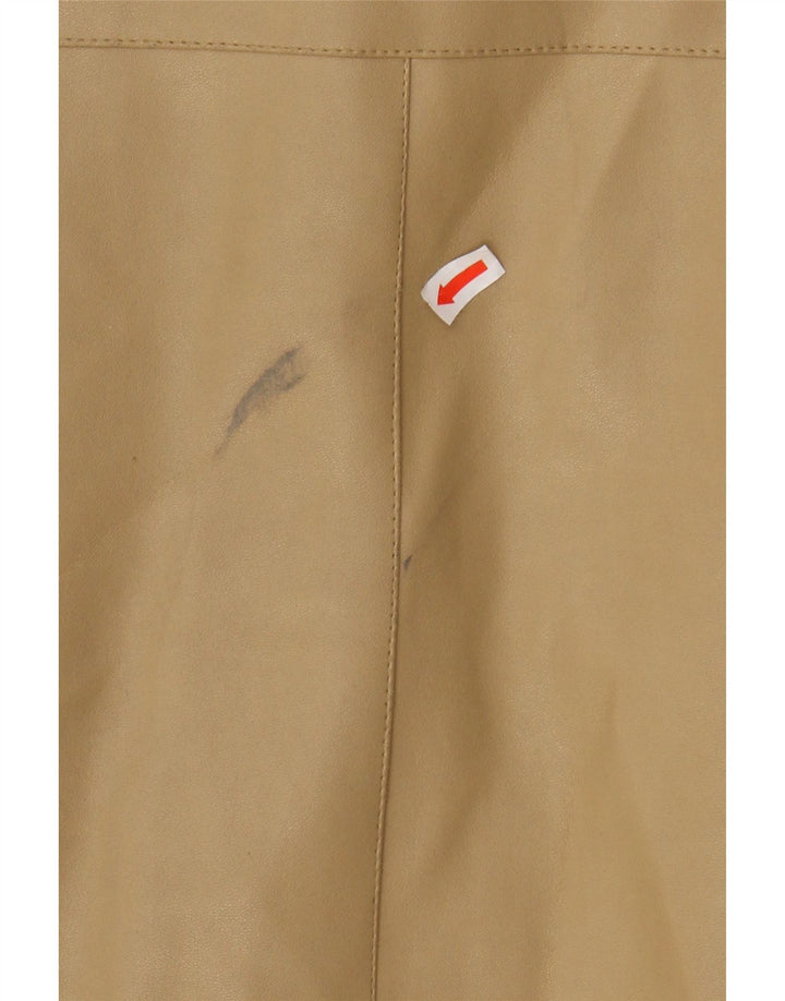 VINTAGE Womens Faux Leather Bomber Jacket UK 14 Medium Beige PVC