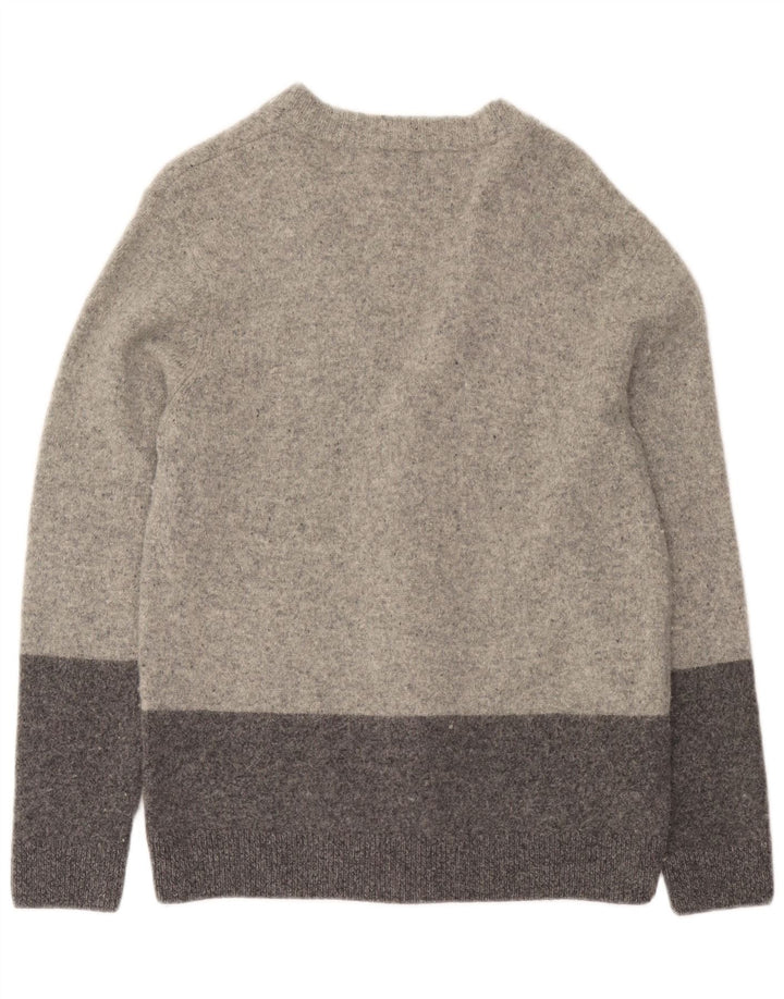 Penguin Herren-Strickjacke, groß, graue Farbblock-Lammwolle