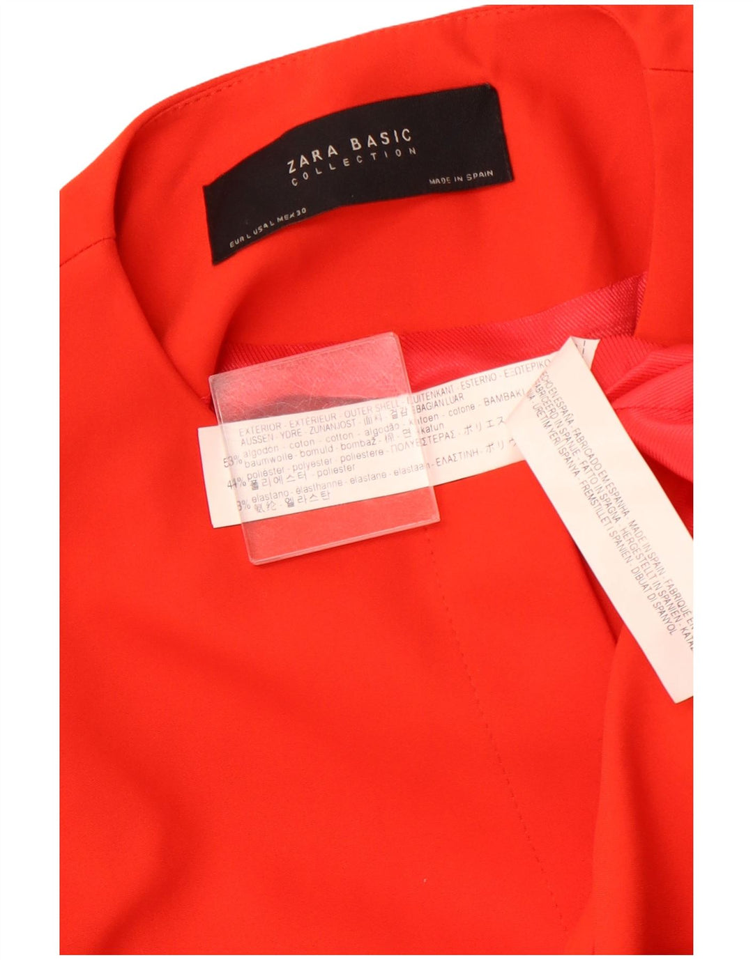 ZARA Damen-Blazer mit 3/4-Ärmeln, offenem Schnitt, Gr. 40, Größe L, Orange, Baumwolle