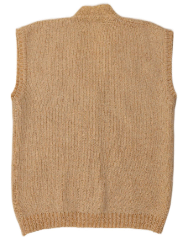 NAGPAL Damen-Strickjacke, ärmellos, Gr. 42, Größe L, beige, geblümt