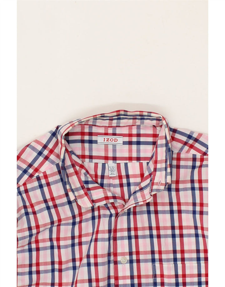 IZOD Mens Classic Fit Shirt Size 15 1/2 Medium Pink Check Cotton Vintage Izod and Second-Hand Izod from Messina Hembry 