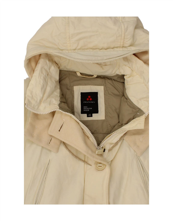 PEUTEREY Womens Hooded Padded Jacket IT 46 Large Off White Vintage PEUTEREY and Second-Hand PEUTEREY from Messina Hembry 