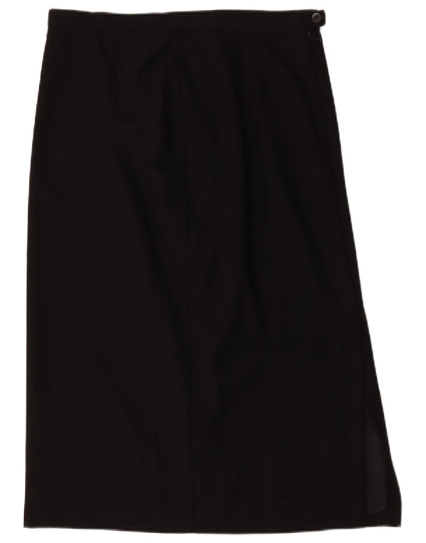 Marks & Spencer Damen Midi-Rock, gerade, UK 18, XL, W32, Schwarz, Schurwolle