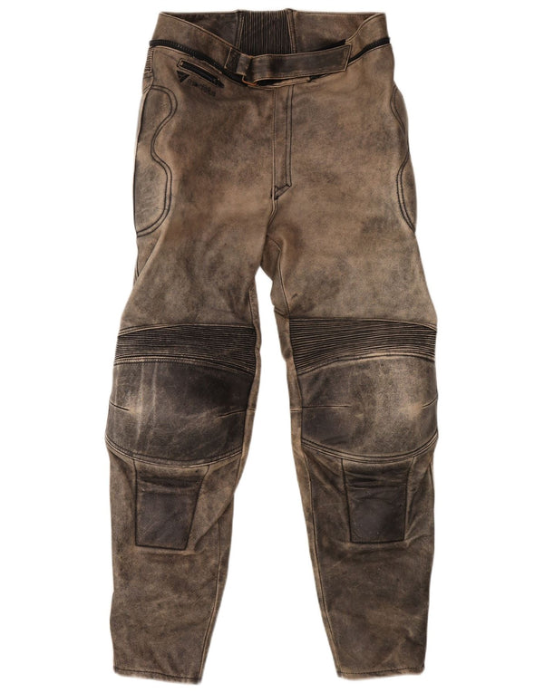 MODEKA Herren-Bikerhose, Größe 58, 3XL, W36, L31, graues Batik-Leder