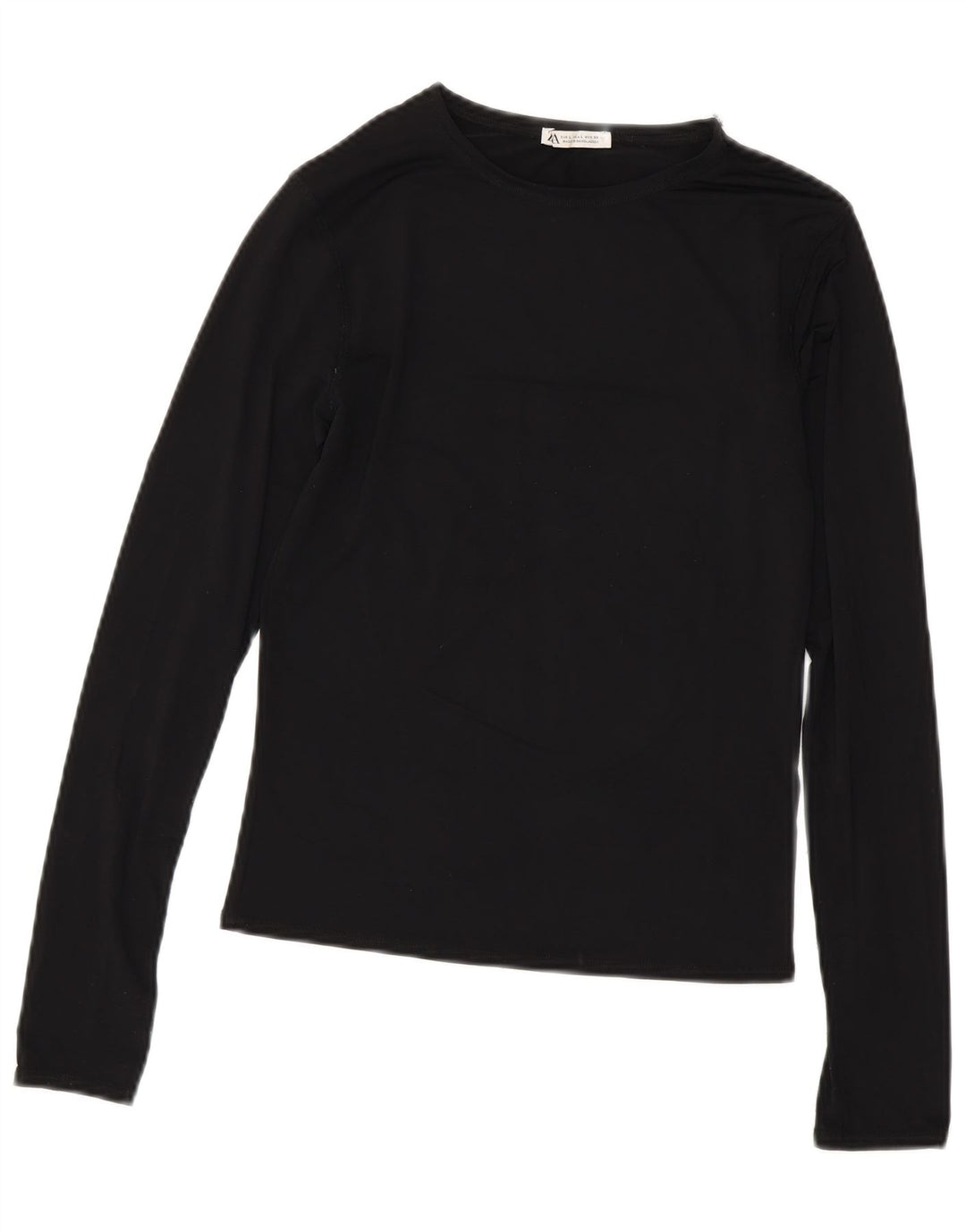 ZARA Womens Stretch Crop Top Long Sleeve UK 14 Large Black