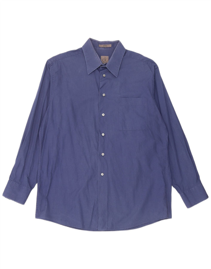 Calvin Klein Herrenhemd Größe 17 XL Blaue Baumwolle