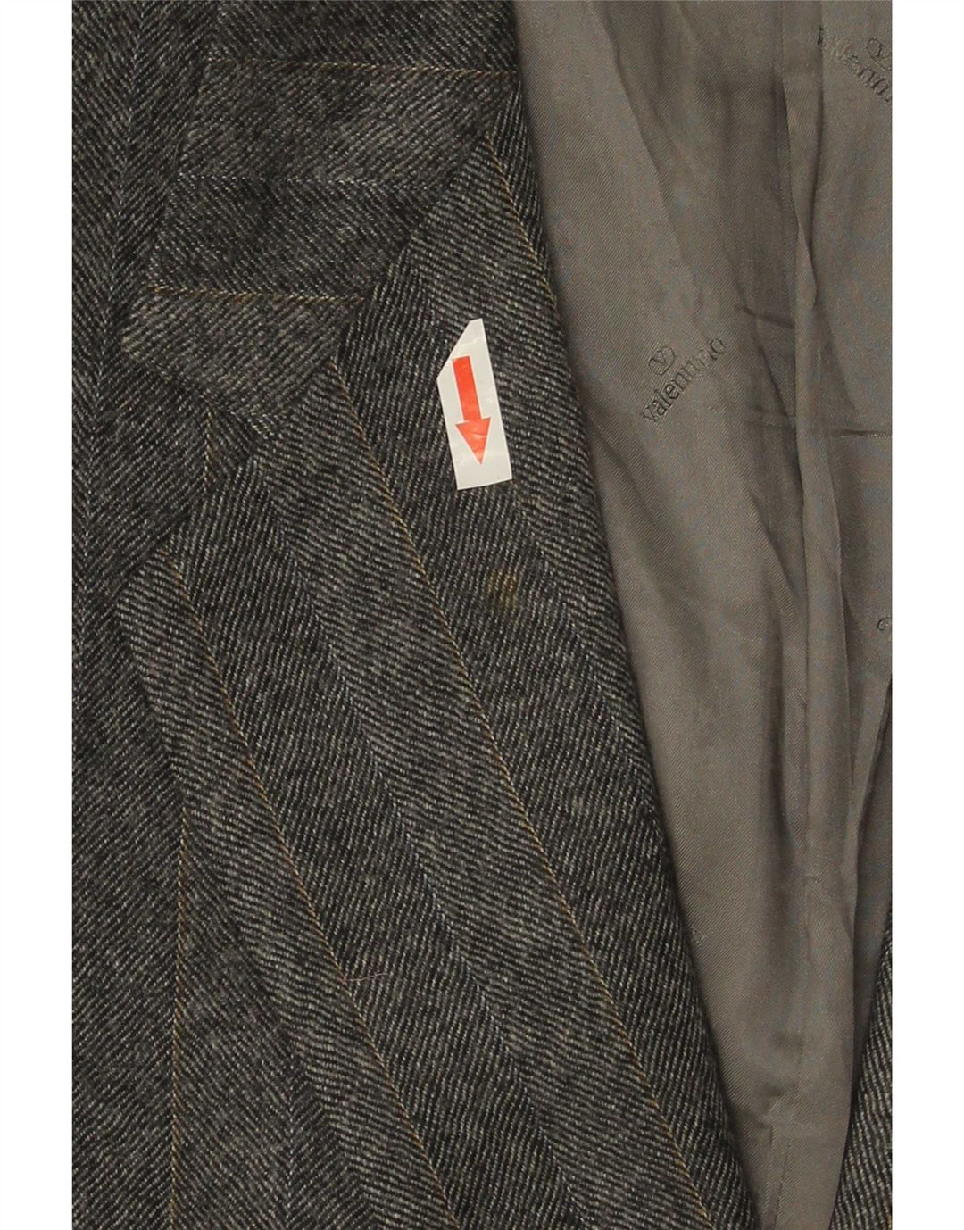 Valentino Herren-Blazer mit 2 Knöpfen IT 48 Mittelgrau gestreifte Schurwolle