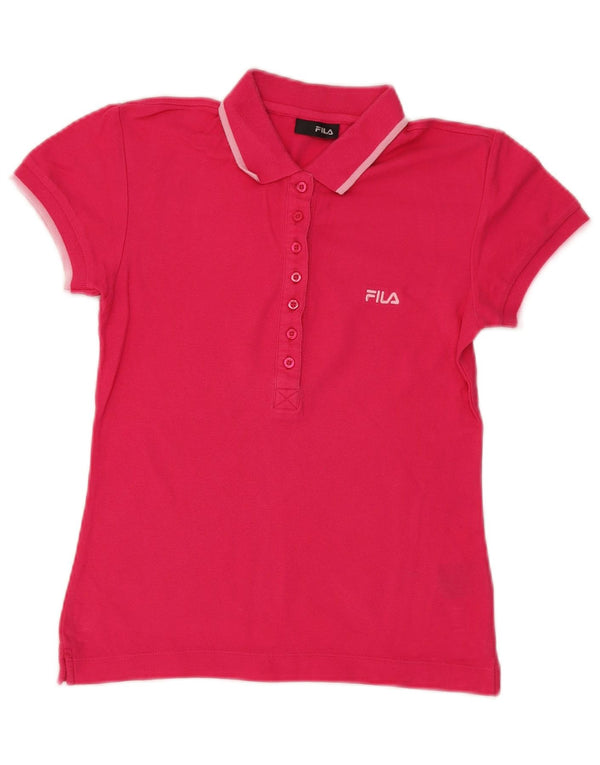 Fila Damen Poloshirt UK 12 Mittelrosa Baumwolle