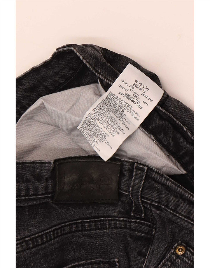 Lee Herren Brooklyn Straight Jeans W36 L36 Schwarze Baumwolle