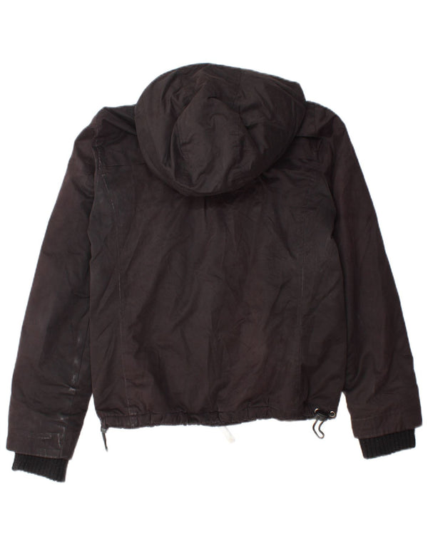 Superdry Damen The Boxy Parka Hooded Windjacke UK 10 Small Schwarz