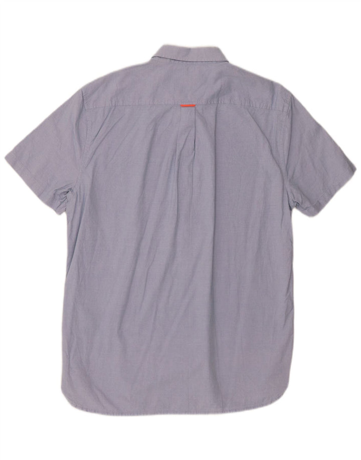 Superdry Herren Kurzarm-Hemd mit normaler Passform, XL, Blau, Baumwolle