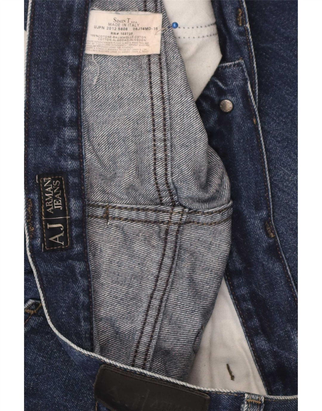 Armani Herren Straight Jeans W38 L34 Marineblaue Baumwolle