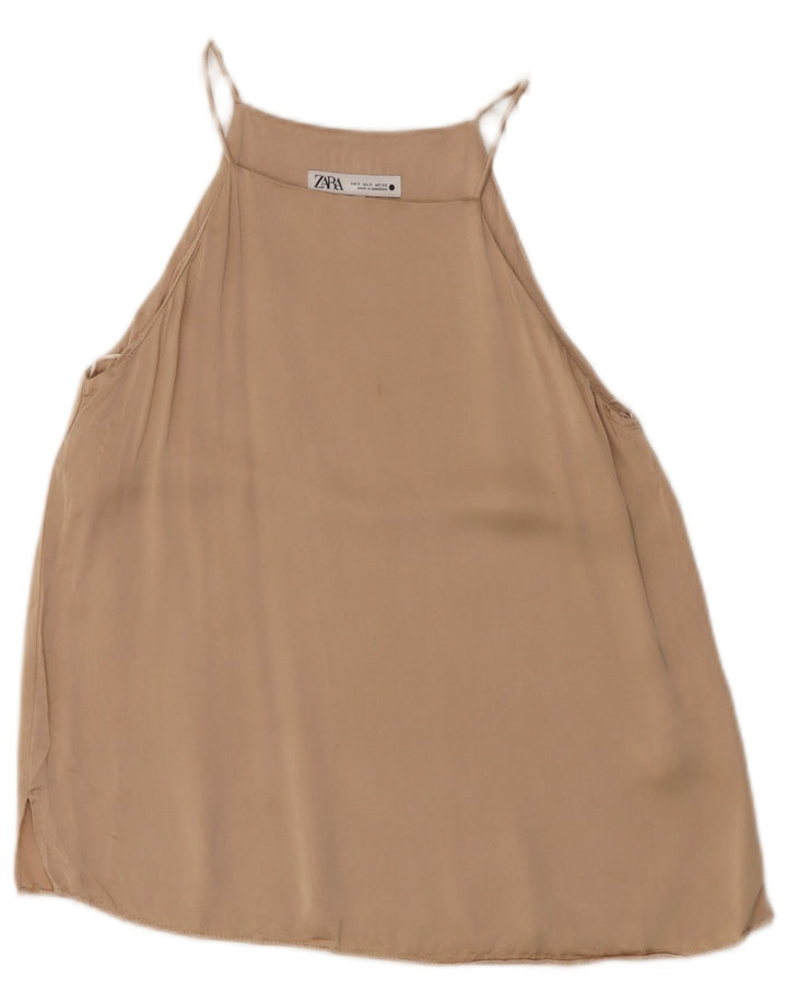 Zara Damen Cami Top UK 10 Small Beige Viskose