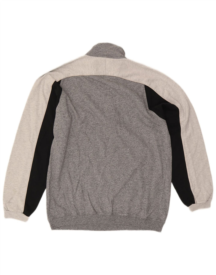 CHAMPION Herren-Sweatshirt mit Reißverschluss am Hals, groß, graue Blockfarben-Baumwolle