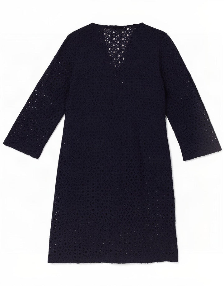 The White Company Damen-Strandkleid mit 3/4-Ärmeln, Basic-Kleid, Größe S, Marineblau
