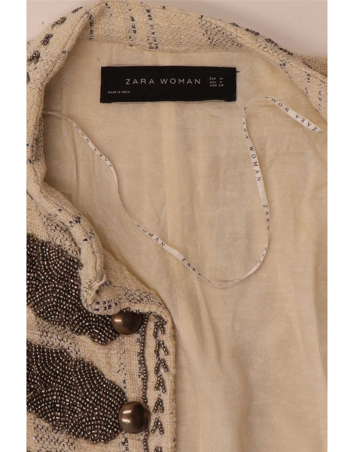 Zara Damen Offene Weste UK 12 Medium Beige