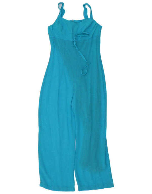Vintage Damen Ärmelloser Overall UK 12 Mittelblaues Leinen