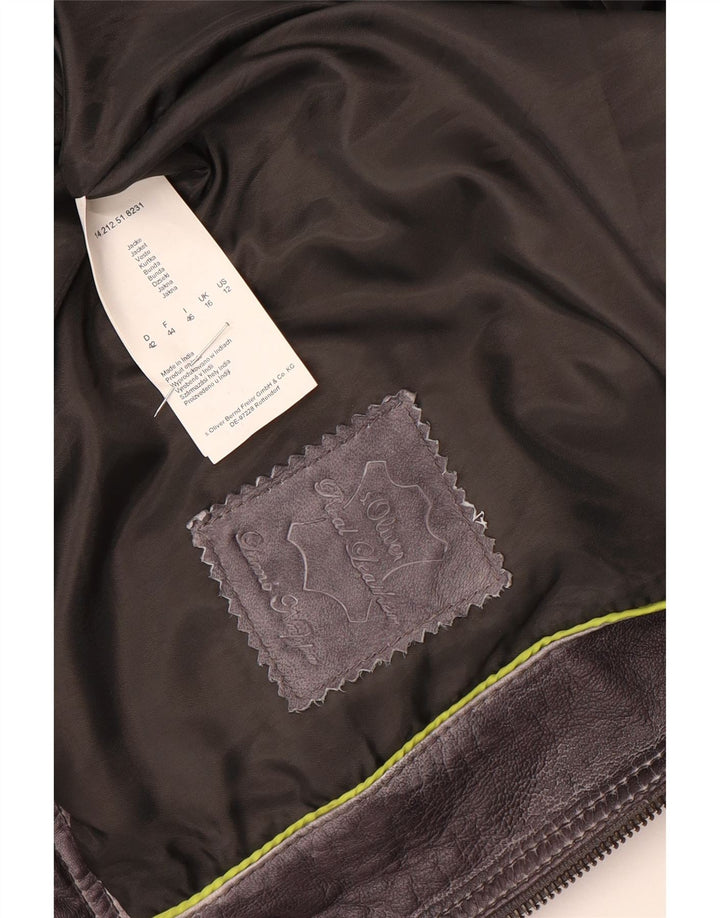 S.Oliver Damen Biker-Lederjacke UK 16 Large Lila Leder
