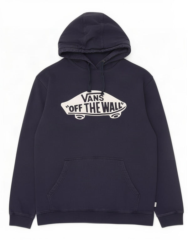 Vans Mens Graphic Hoodie Jumper XL Navy Blue Cotton