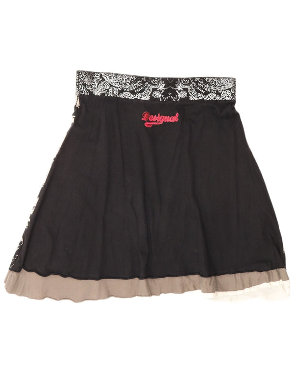 Desigual Womens Graphic A-Line Rock Medium W30 Schwarz Geometrisch