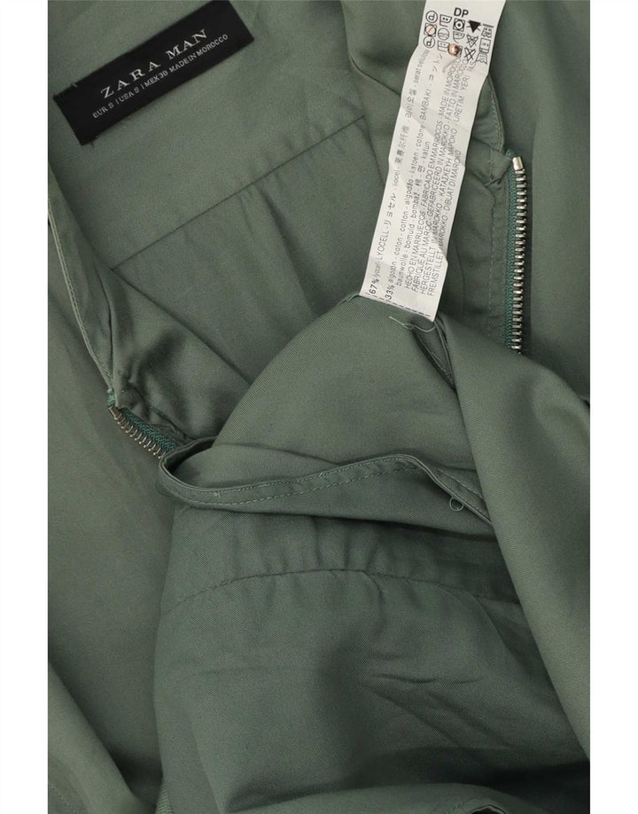Zara Herren Bomberjacke UK 36 Small Grün Lyocell