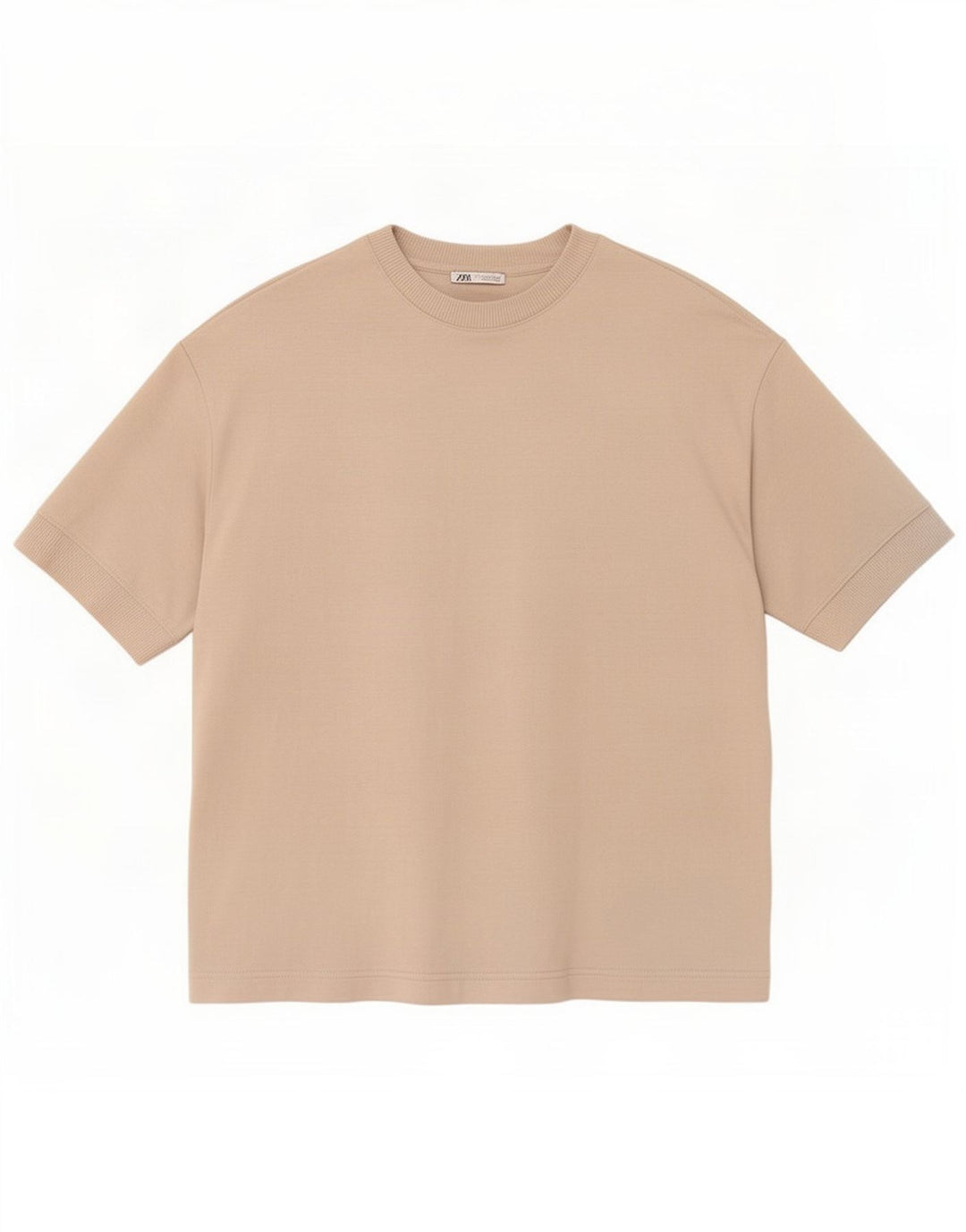 Zara Herren T-Shirt Top Mittelbeige Baumwolle