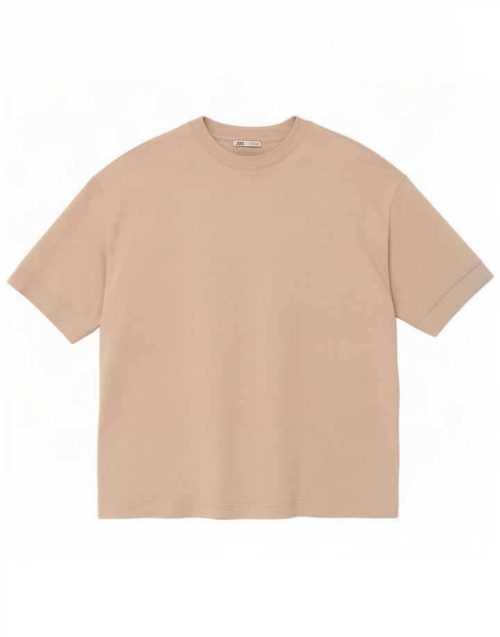 Zara Herren T-Shirt Top Mittelbeige Baumwolle